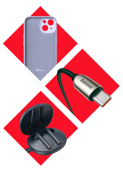 Handytasche, Kabel und Kopfhörer im Etui